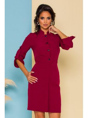 Rochie Moze bordo inchisa cu nasturi in fata si guler tip tunica poza 0