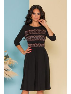 Rochie Moze neagra cu dantela la bust poza 0