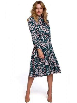 Rochie midi, imprimata floral, adanc decoltata la spate poza 0