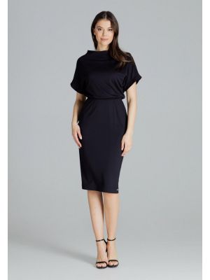 Rochie moderna, neagra, cu maneci scurte poza 0