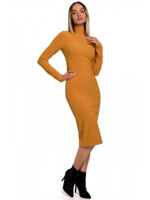 Rochie casual, midi, de culoare camel poza 0