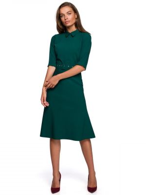 Rochie office, de culoare verde, cu guler poza 0