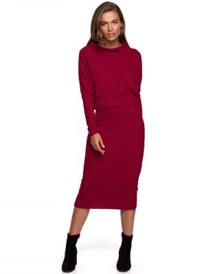 Rochie interesanta, midi, de culoare bordo poza 0