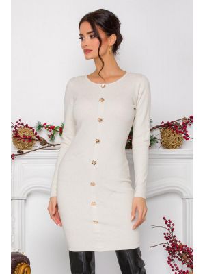 Rochie Kathy maro din tricot cu nasturi decorativi poza 0