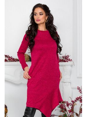 Rochie Moze bordo din jerse cu design in colt la baza poza 0