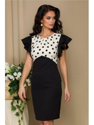 Rochie LaDonna conica neagra cu buline la bust poza 0