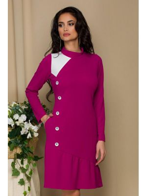 Rochie Moze fucsia cu nasturi si volan poza 0