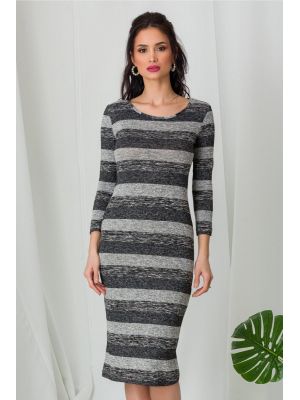 Rochie Aleena gri cu dungi poza 0