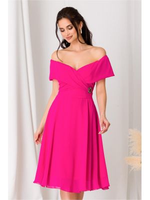 Rochie Ginette fucsia cu decolteu petrecut poza 0