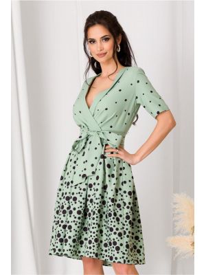 Rochie Dori verde mint cu buline negre poza 0