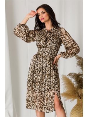 Rochie Moze maro cu animal print poza 0