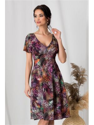 Rochie Amelia in nuante de violet cu animal print poza 0