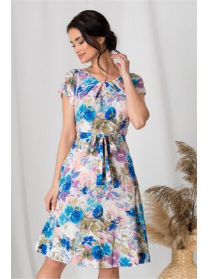 Rochie Missa in nuante pastelate cu flori albastre poza 0