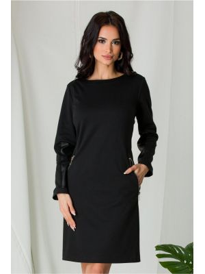 Rochie Xora neagra cu fermoare argintii poza 0