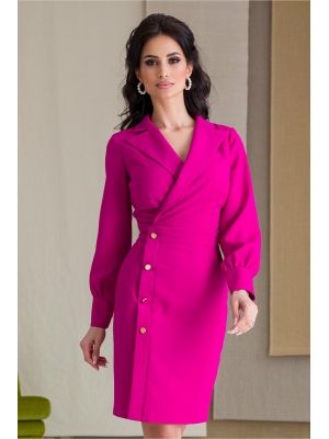 Rochie Moze fucsia tip sacou cu nasturi pe o parte poza 0