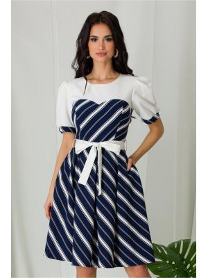 Rochie Ella Collection Xenia bleumarin cu dungi poza 0