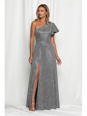 Rochie Dy Fashion Britney argintie din lurex poza 0