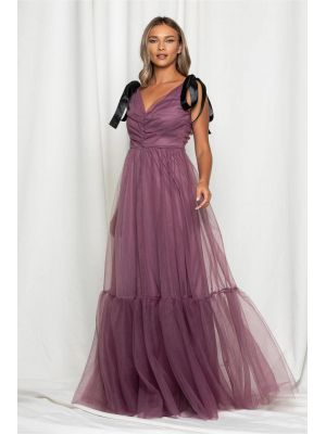 Rochie Dy Fashion Vanda lunga lila din tulle poza 0