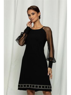 Rochie Geo neagra cu plasa pe maneci poza 0