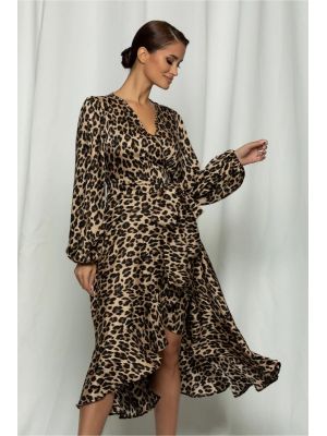 Rochie LaDonna animal print petrecuta cu volanase poza 0