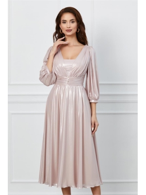 Rochie Leonard Collection roz sidefat poza 0