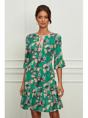 Rochie Moze verde cu flori roz poza 0