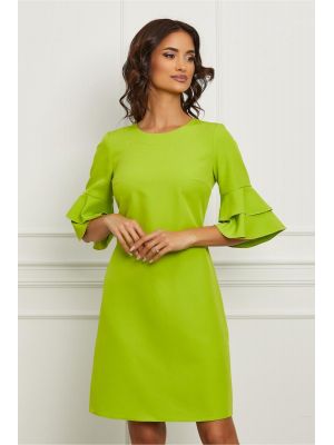 Rochie Moze verde lime cu maneci clopot poza 0