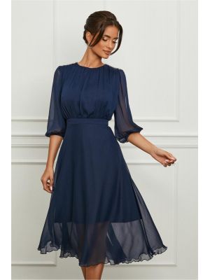 Rochie Dy Fashion bleumarin cu accesorii stralucitoare pe umeri poza 0