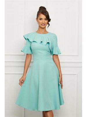 Rochie Moze bleu cu volan pe bust poza 0