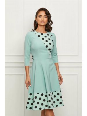 Rochie Dy Fashion verde mint cu buline negre poza 0
