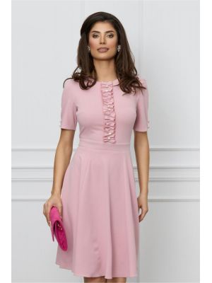Rochie Dy Fashion roz cu volanase pe bust poza 0