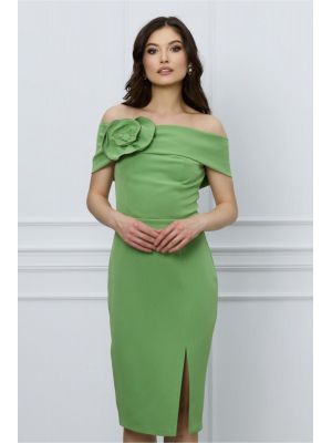 Rochie Moze verde fistic cu aplicatie florala poza 0