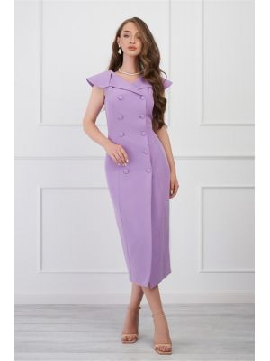 Rochie Moze tip sacou lila cu nasturi poza 0