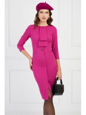 Rochie Moze fucsia cu aplicatie tip cravata poza 0