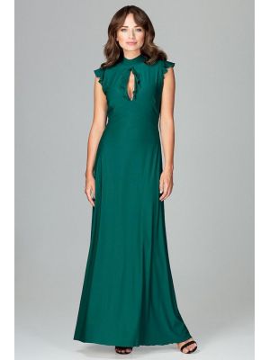 Rochie lunga eleganta, de culoare verde-inchis poza 0