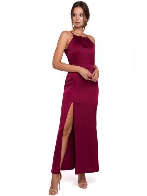 Rochie lunga de culoare magenta, cu slit poza 0