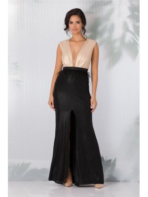 frs270184_bej_rochie-mbg-estera-lunga-bej-cu-negru-si-pene-in-talie.jpg