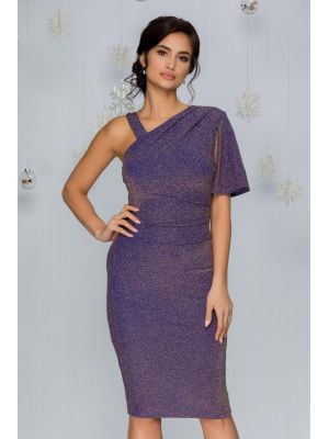 Rochie Moze elastica albastra cu fir lurex auriu poza 0