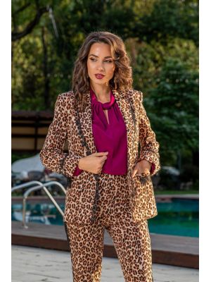 Sacou LaDonna by Catalin Botezatu cu animal print maro poza 0