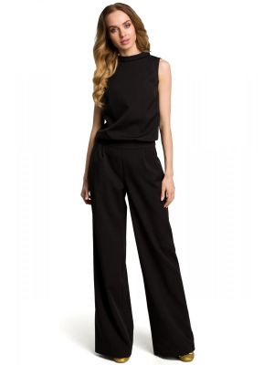 Salopeta cu pantaloni lungi evazati, neagra poza 0