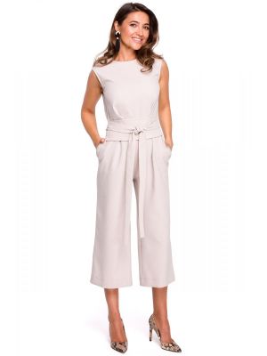 Salopeta moderna cu pantaloni culottes, bej poza 0
