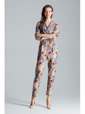 Salopeta moderna, imprimata floral, cu pantaloni lungi poza 0