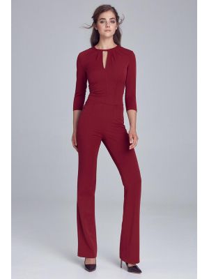 Salopeta trendy, bordo, cu pantaloni lungi poza 0