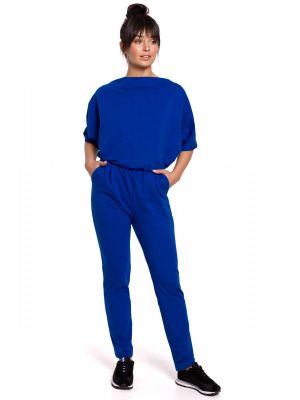 Salopeta moderna, cu pantaloni lungi, de culoare albastra poza 0