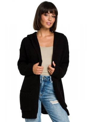 Cardigan negru, cu gluga si buzunare poza 0