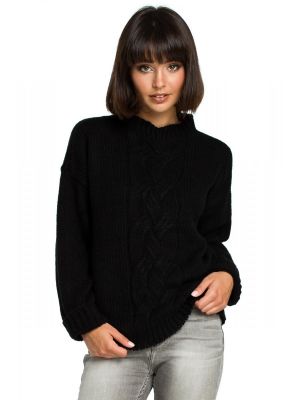 Pulover de culoare neagra, model tricotat cu torsade poza 0