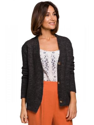 Cardigan modern, tricotat, de culoare grafit poza 0