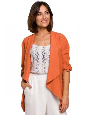 Cardigan modern, cu revere, de culoare portocalie poza 0