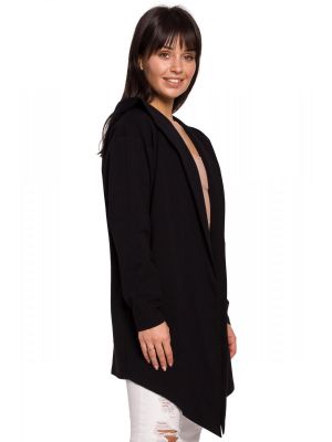 Cardigan trendy, cu gluga, de culoare neagra poza 0