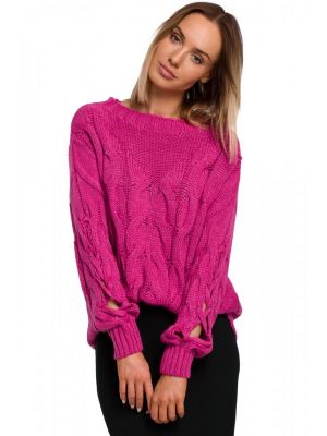 Pulover trendy, de culoare fuchsia, cu model ajurat poza 0